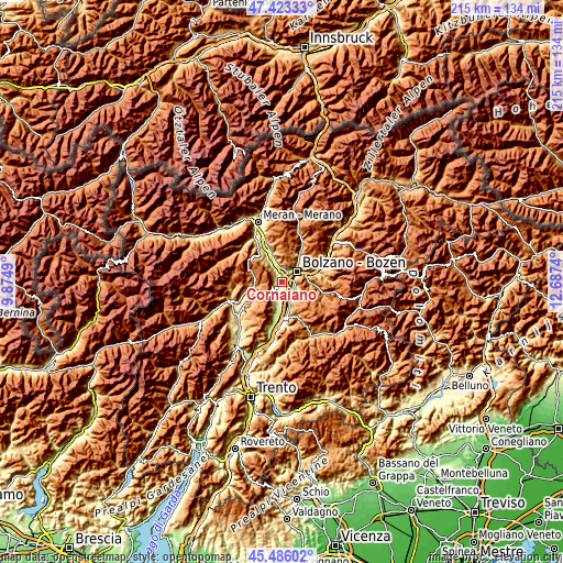 Topographic map of Cornaiano