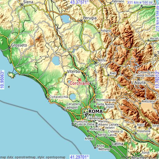 Topographic map of Corchiano