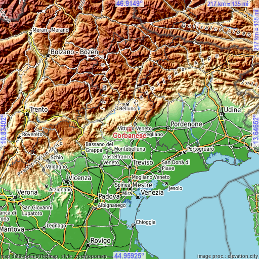 Topographic map of Corbanese