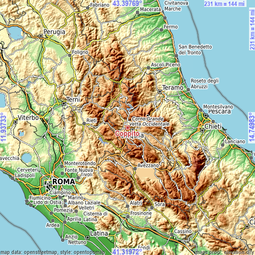 Topographic map of Coppito