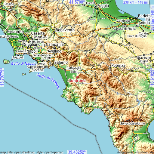 Topographic map of Controne