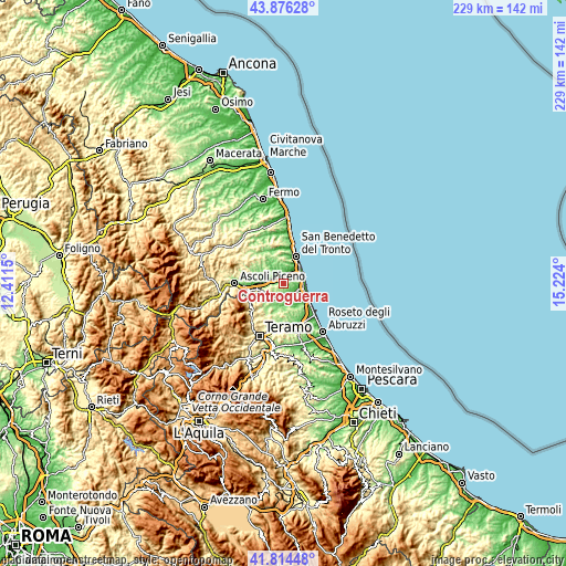 Topographic map of Controguerra