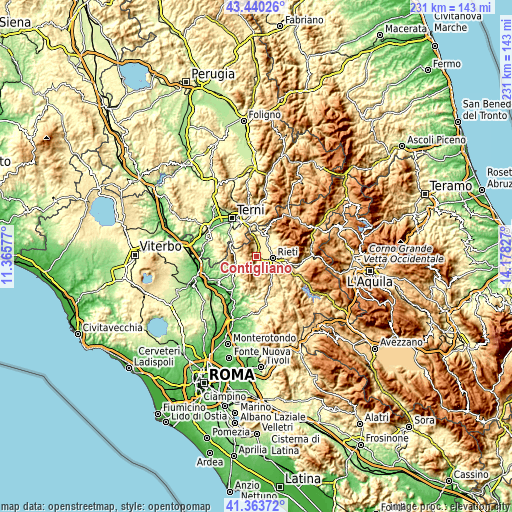 Topographic map of Contigliano