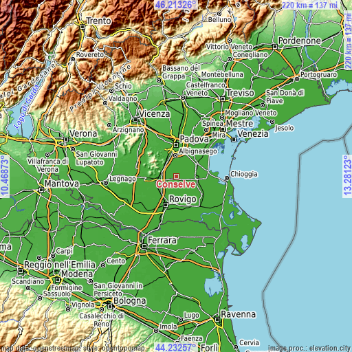 Topographic map of Conselve