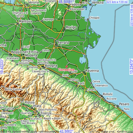 Topographic map of Conselice