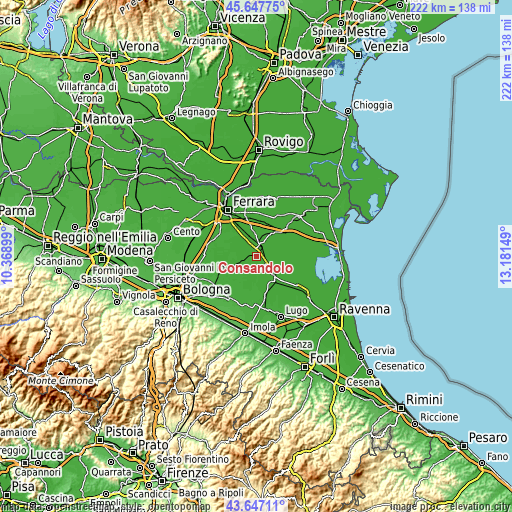 Topographic map of Consandolo