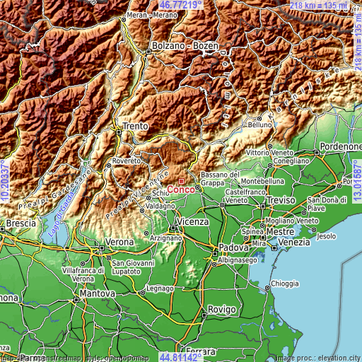 Topographic map of Conco