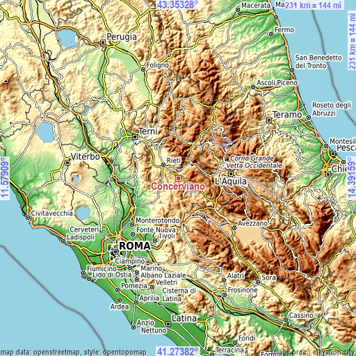 Topographic map of Concerviano