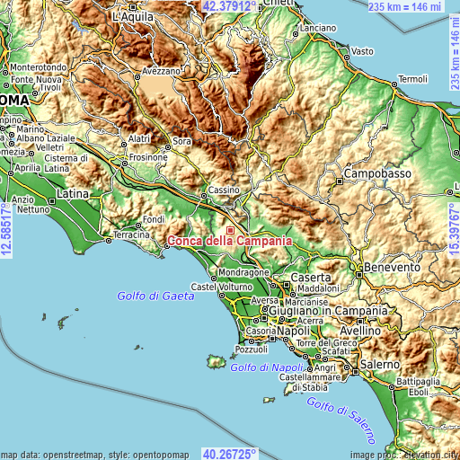 Topographic map of Conca della Campania