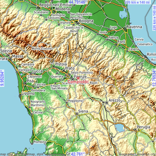 Topographic map of Compiobbi