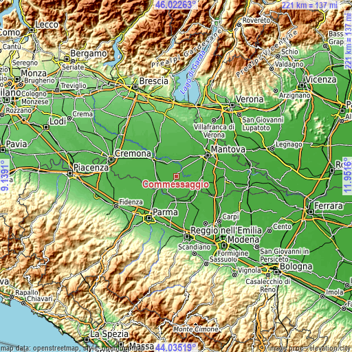 Topographic map of Commessaggio