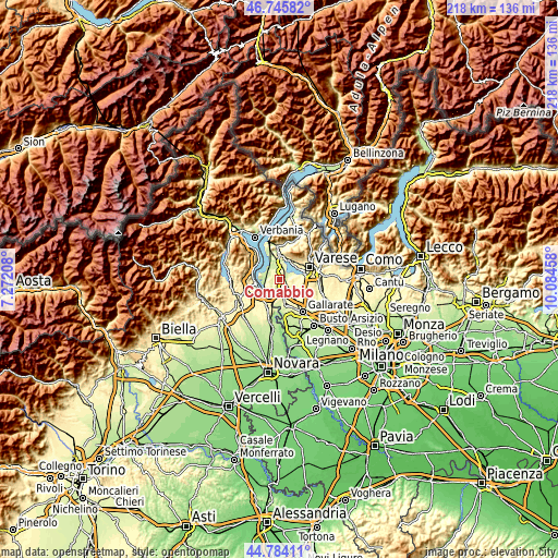 Topographic map of Comabbio