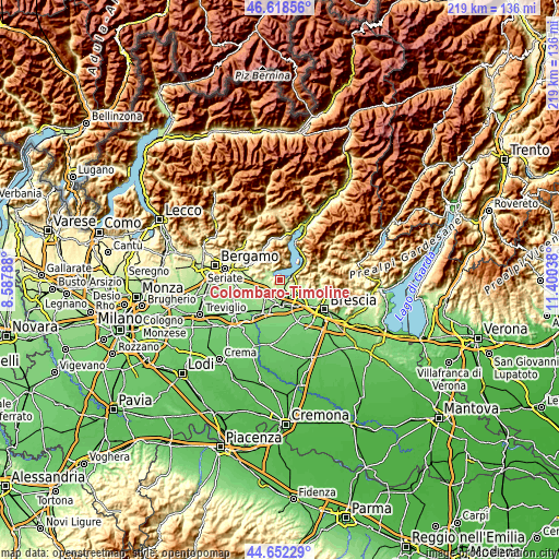 Topographic map of Colombaro-Timoline