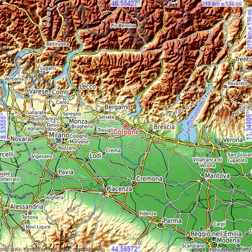 Topographic map of Cologne