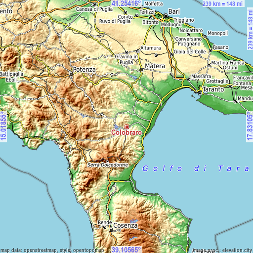 Topographic map of Colobraro