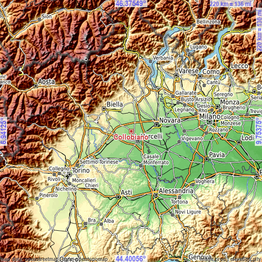Topographic map of Collobiano