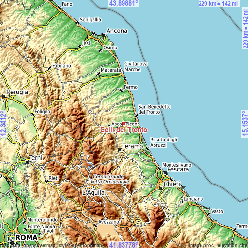Topographic map of Colli del Tronto