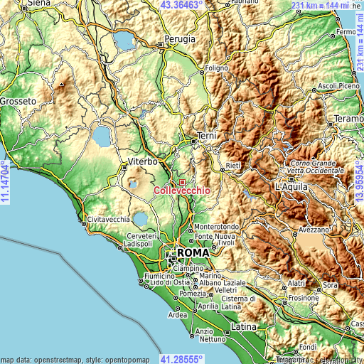 Topographic map of Collevecchio