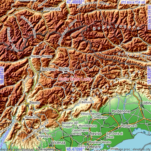 Topographic map of Colle Santa Lucia