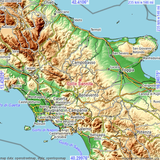 Topographic map of Colle Sannita