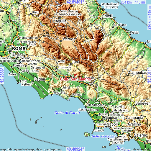 Topographic map of Colle San Magno