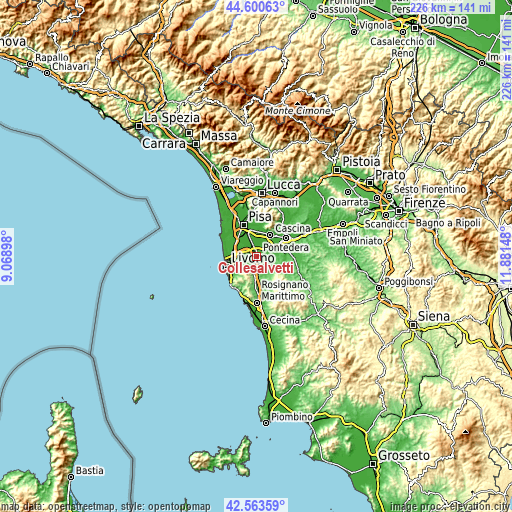 Topographic map of Collesalvetti