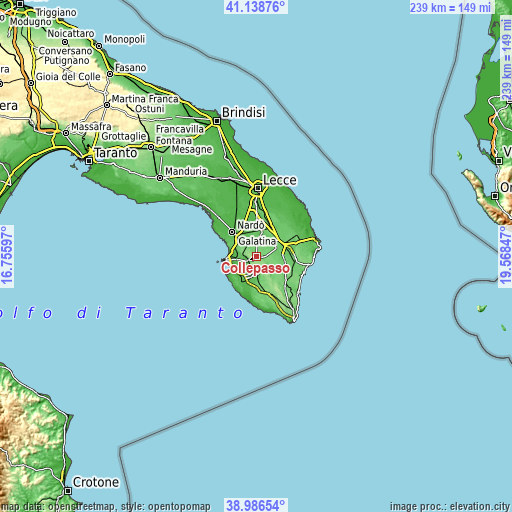 Topographic map of Collepasso