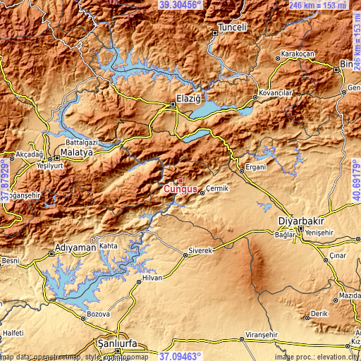 Topographic map of Çüngüş