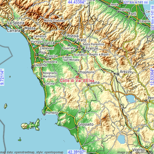 Topographic map of Colle di Val d'Elsa