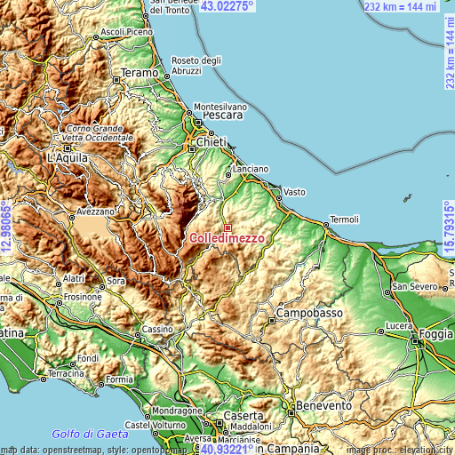 Topographic map of Colledimezzo