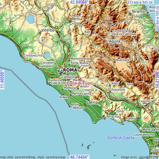 Topographic map of Colle di Fuori