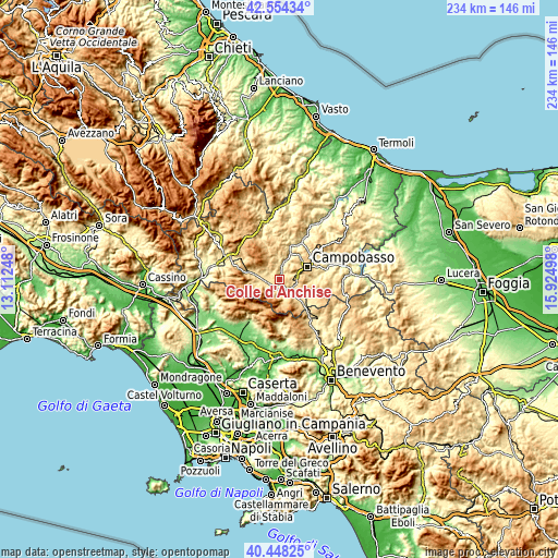 Topographic map of Colle d'Anchise