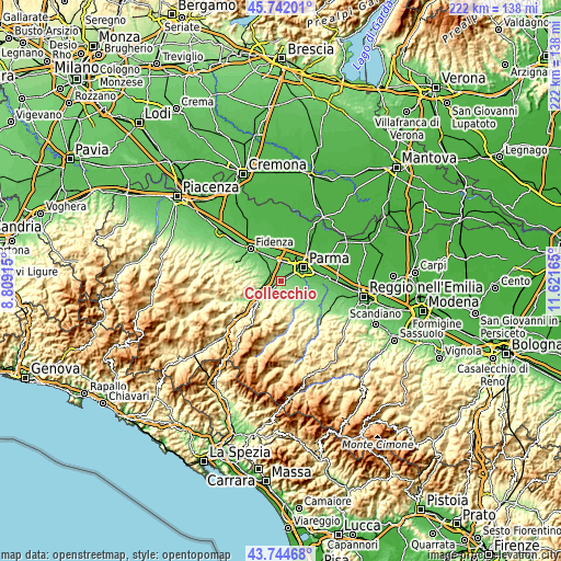 Topographic map of Collecchio