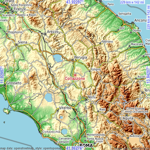 Topographic map of Collazzone