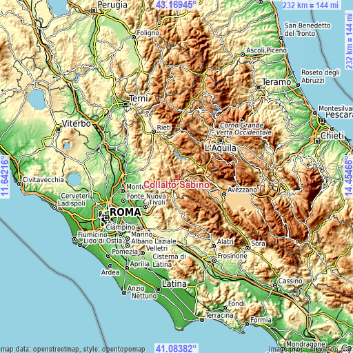 Topographic map of Collalto Sabino