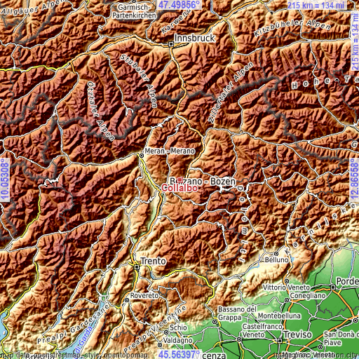 Topographic map of Collalbo