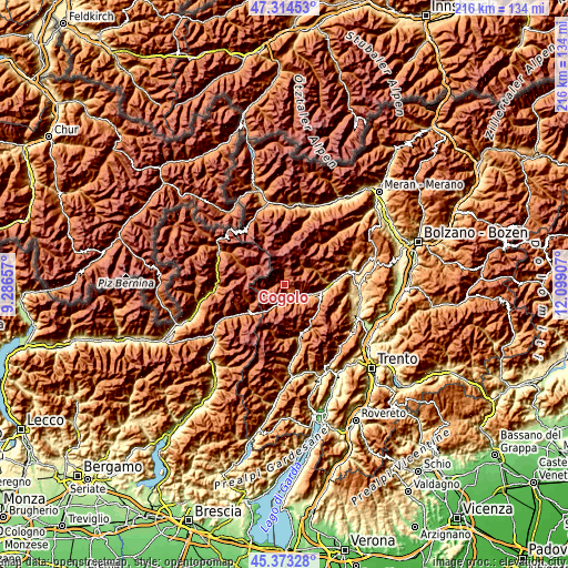 Topographic map of Cogolo