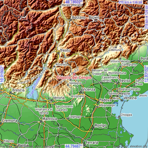 Topographic map of Cogollo del Cengio