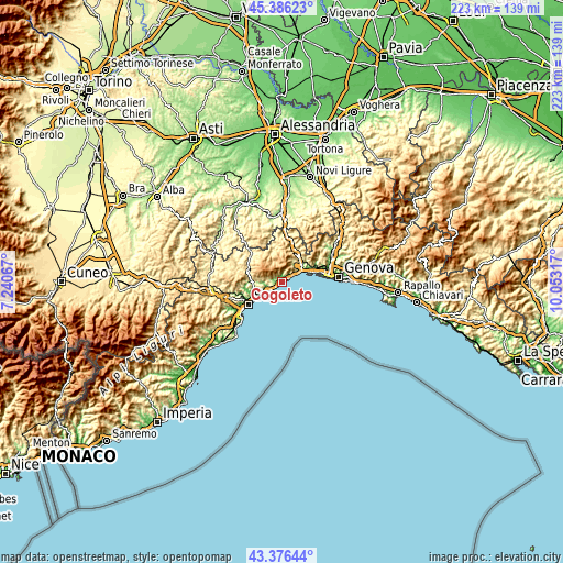 Topographic map of Cogoleto