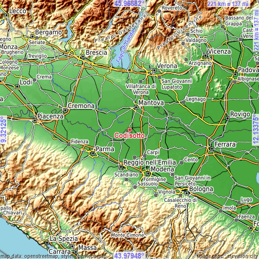 Topographic map of Codisotto