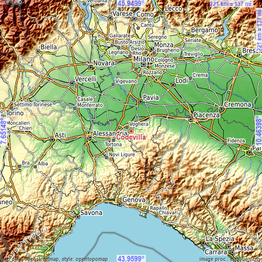 Topographic map of Codevilla