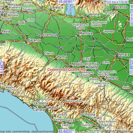Topographic map of Codemondo-Quaresimo