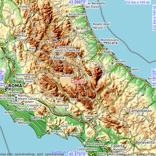 Topographic map of Cocullo