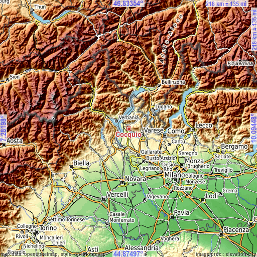 Topographic map of Cocquio