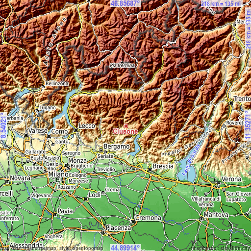 Topographic map of Clusone