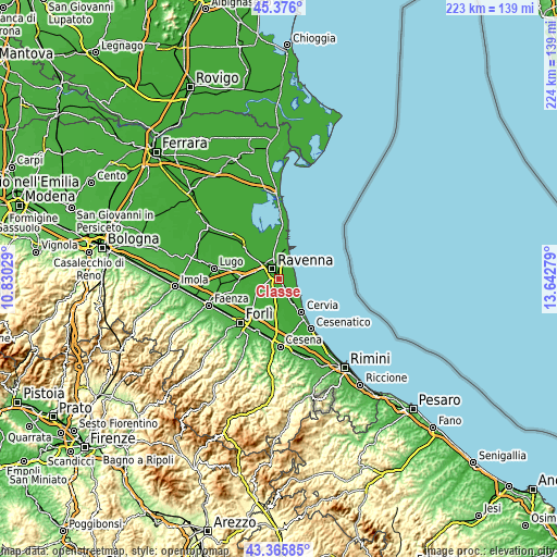 Topographic map of Classe