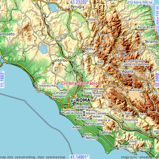 Topographic map of Civitella San Paolo