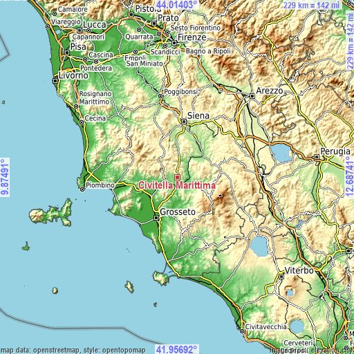 Topographic map of Civitella Marittima