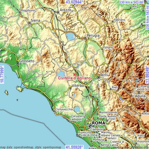 Topographic map of Civitella d'Agliano