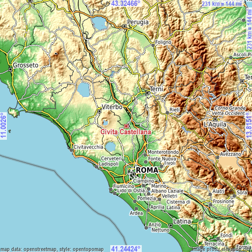 Topographic map of Civita Castellana